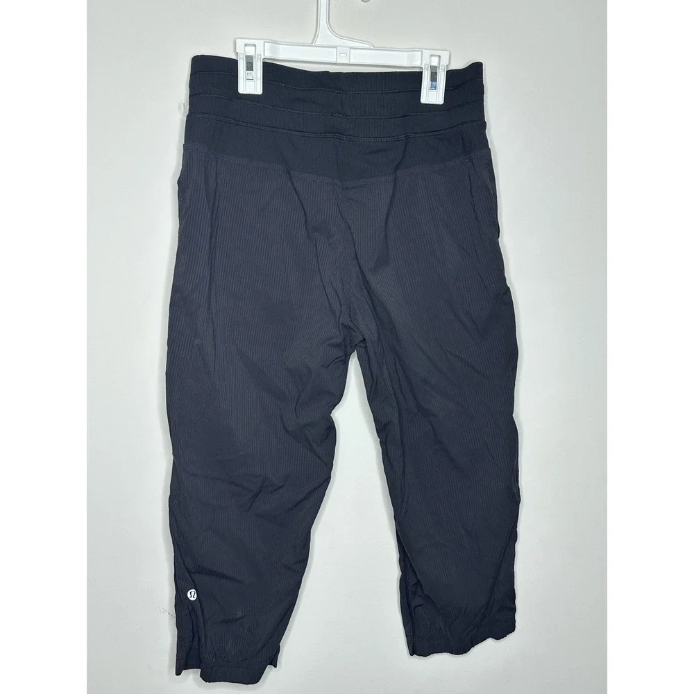 Lululemon Ribbed Crop Jogger Pants Black Women's‎ Athleisure Size Small